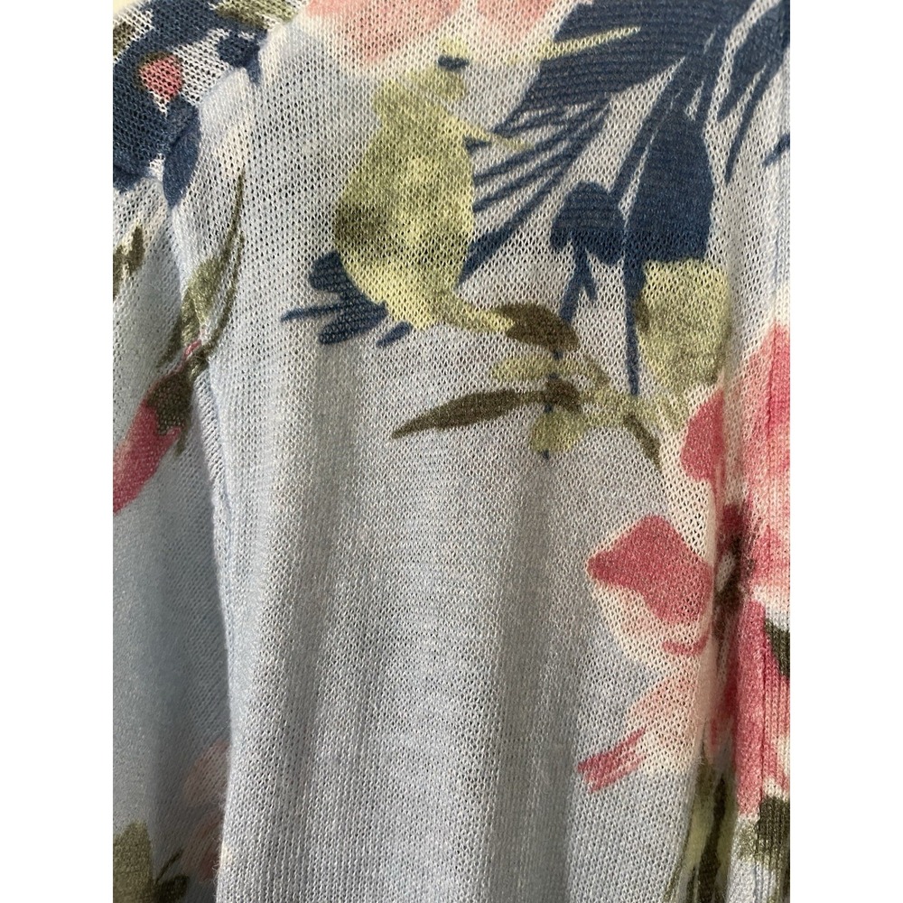 Chicos Large Blue Floral Lightweight Open Cardigan Romantic Feminine Coastal - Picture 5 of 6